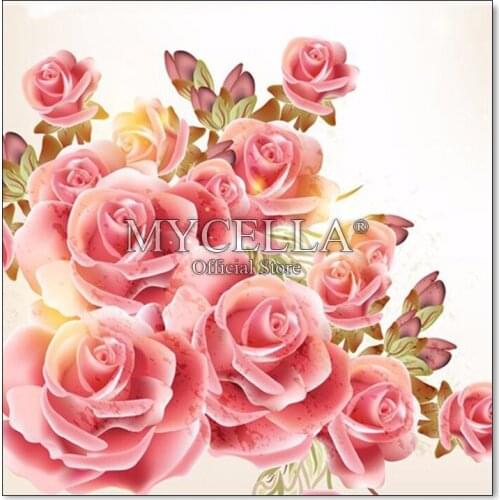 Full,Diamond Embroidery,Flower,Pink Rose,5D,Diamond Painting,Cross Stitch,3D,Diamond Mosaic,Needlework,Crafts,Christmas,Gift