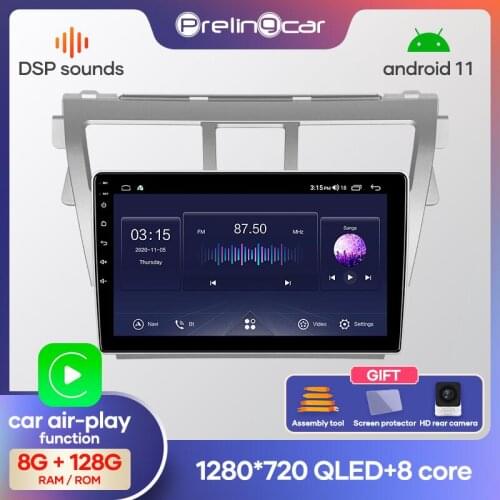 Prelingcar Android 10 For Toyota VIOS Yaris 2007 08 09 10 11-2012 Car Radio Multimedia Video Player GPS Navigation NO DVD 2 Din
