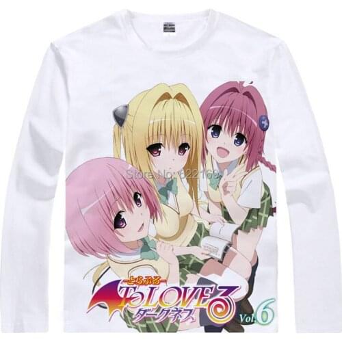 To Love-Ru Momo Nana Astar Deviluke Milk cotton T-shirt in White, anime Tops Casual Tees Long O-Neck Shirt