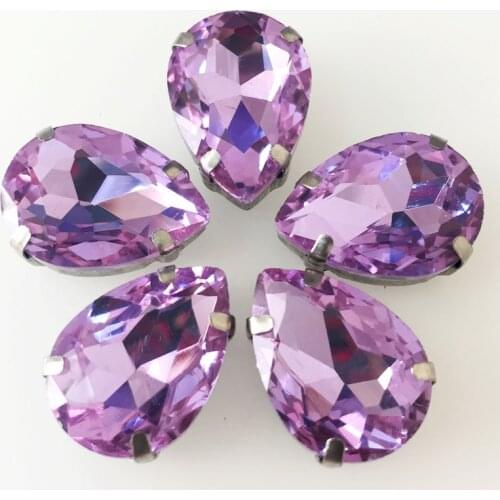Free shipping!Crystal violet Waterdrop crystal glass Silver claw sew on rhinestones ,sew on stone for DIY apparel accessories