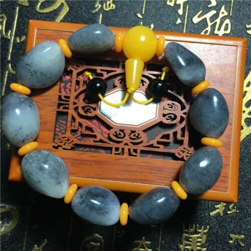 Natural Hetian blue and white stone Bracelet Jewelry Lucky Safety Auspicious Amulet Jade Bracelet Fine Jewelry