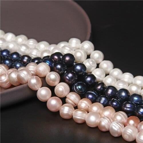 11-13mm Big Freshwater Pearl Beads Round High Quality Large Natural Pearl Punch Loose Bead Jewelry Making Necklace DIY Craft 14"