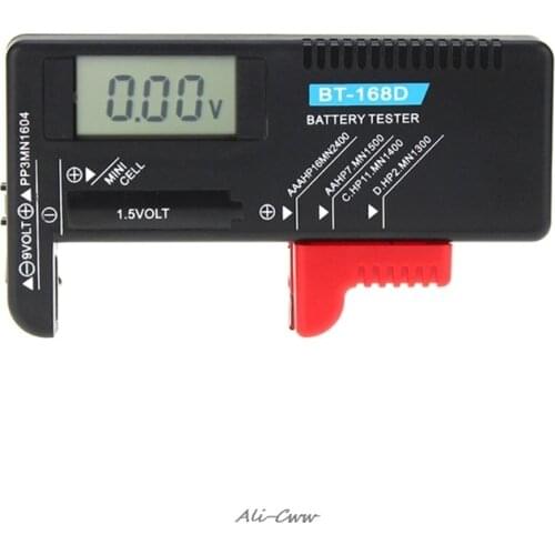 BT168D Digital Battery Capacity Tester LCD for 9V 1.5V AA AAA Cell C D Batteries