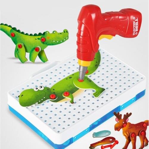Kids Plastic 3D Puzzles Educational Toys For Children Electric Drill Assemble Nut Toy Kit Montessori Pattern Design Diy Puzzle