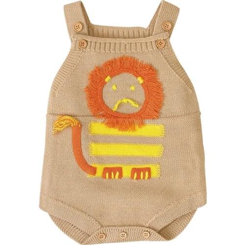2021 Baby Romper Casual Newborn Boy Girl Spring Autumn Knitted Bodysuit Jumpsuit Sleeveless Outfits Infant Lion Playsuit One Pie
