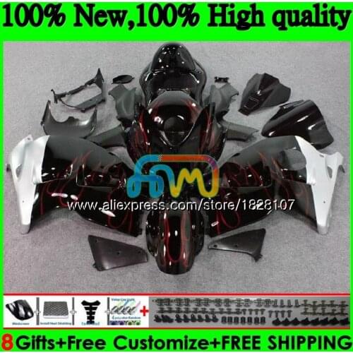 GSXR-1300 For SUZUKI Red flames Hayabusa GSXR1300 96 02 03 04 05 06 07 49BS.77 GSXR 1300 2002 2003 2004 2005 2006 2007 Fairing