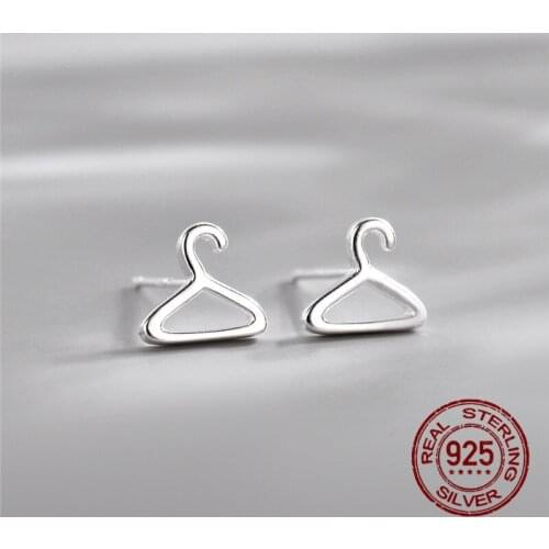 INEFFA 925 Sterling Silver Geometric Clothes Stand Leaf Stud Earrings For Women Piercing Earring Charm Jewelry Gift pendientes