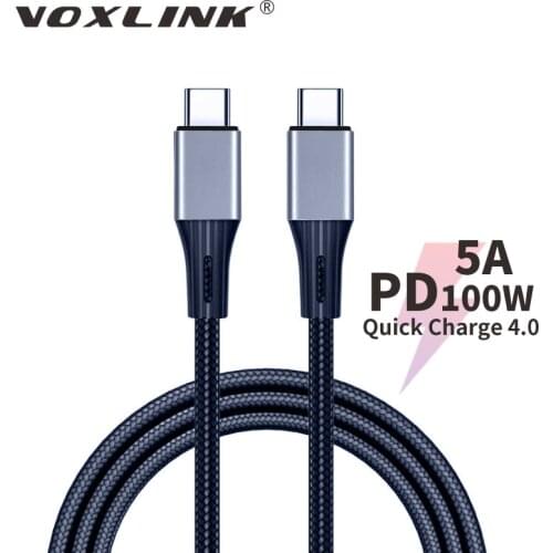 VOXLINK 100W USBC To USB Type C Cable USBC PD Fast Charger Cord USB-C Type-c Cable For Xiaomi mi 10 Pro Samsung S20 Macbook iPad