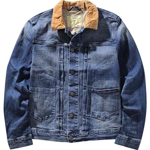 Mcikkny Fashion Men Cargo Vintage Denim Jackets Big Pockets Washed Outwear Coats For Male Size XS-XL