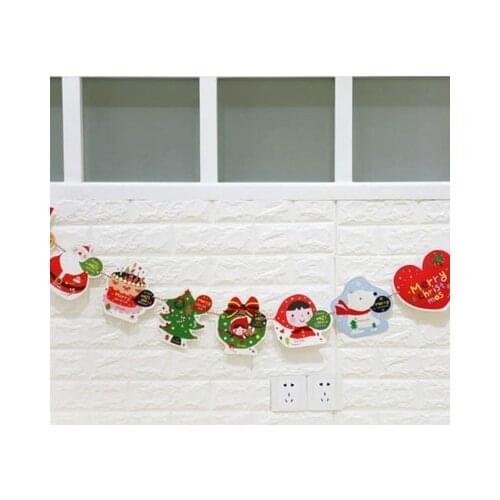 MERRY CHRISTMA Santa Elk Banner Pennant Garland Family Party Flags Bunting Decoration for New Year Christmas Home Decor Supplies