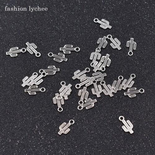 Fashion lychee 30pcs Tibetan Silver Lovely Cactus Pendant Beads For DIY Jewelry Making Necklace Earring Components