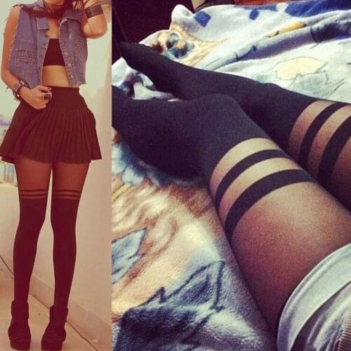 Fashion Women Temptation Sheer Mock Tights Pantyhose Sexy Black Stockings One Size