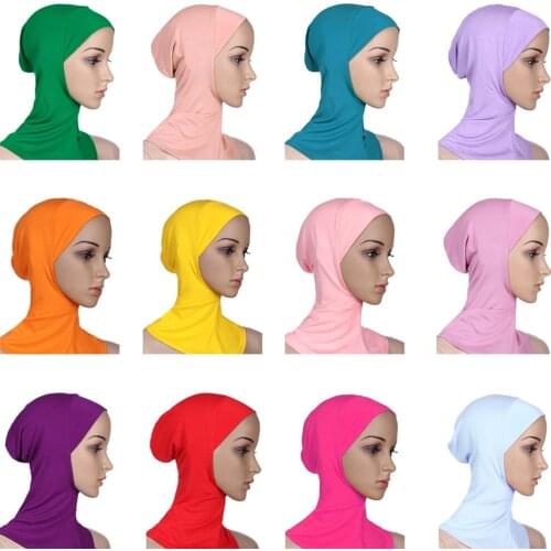 Muslim Women Under Scarf Bone Bonnet Solid Color Inner Hijab Overhead Full Cover Underscarf Islamic Amira One Piece Tube Turban