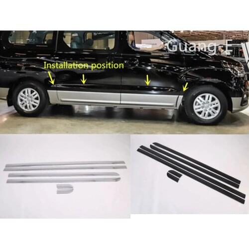 Car Sticker Cover Detector Carbon Fiber Side Door Body Bumper Trim Strips Molding 6pcs For Hyundai Starex H-1 2018 2019 2020