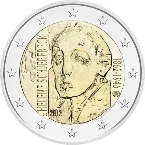 Real Original Coins True Euro Collection Commemorative Coin Unc Finland 2012 Female Painter Helen Shabak 150th Birthday 2 Euros