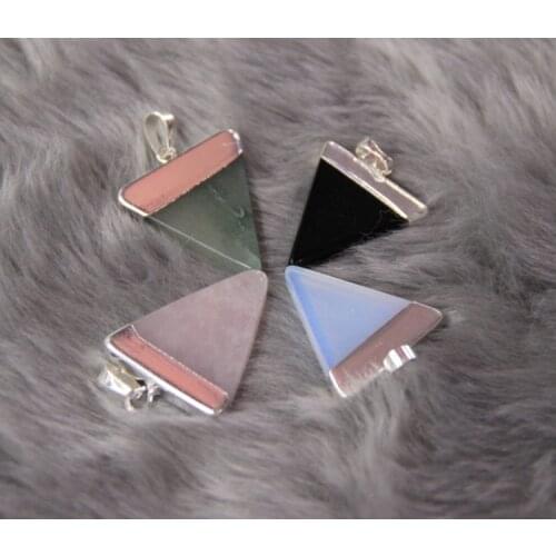 Natural Triangle Gems Stone Semi preicous Beads Drop Pendants Jewelry for Women Accessories 2015