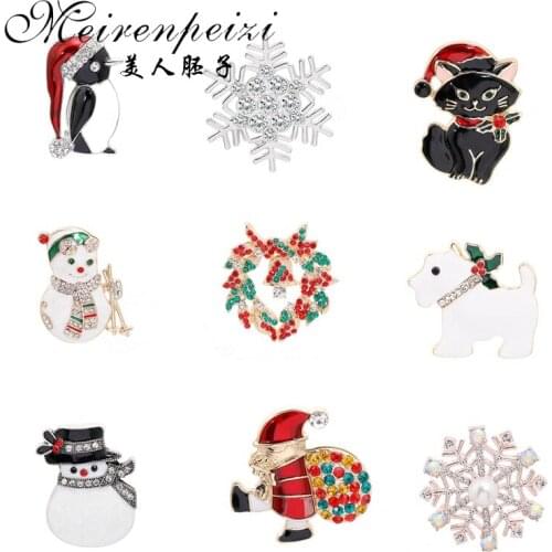 Meirenpeizi Beautiful Fashion New Year Christmas Boots Brooch Santa Claus Shoes Carriage Rhinestone Brooch Jewelry