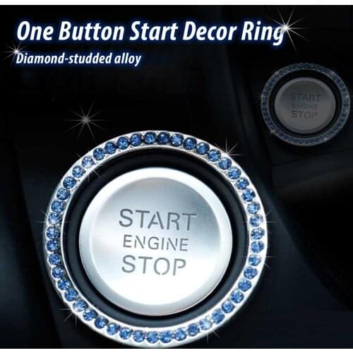 Car One Button Start Ring Decoration Automobile Starter Switch Decor Car Interior Rhinestone Ring One-click Start Decor Ring