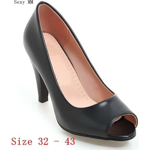 Peep Toe Women High Heel Sandals Office Career Shoes Woman High Heels Pumps Small Plus Size 32 - 43