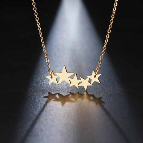 DOTIFI Stainless Steel Necklace For Women Lovers Gold/Rose Gold Color Pentacle Pentagram Pendant Necklace Engagement Jewelry