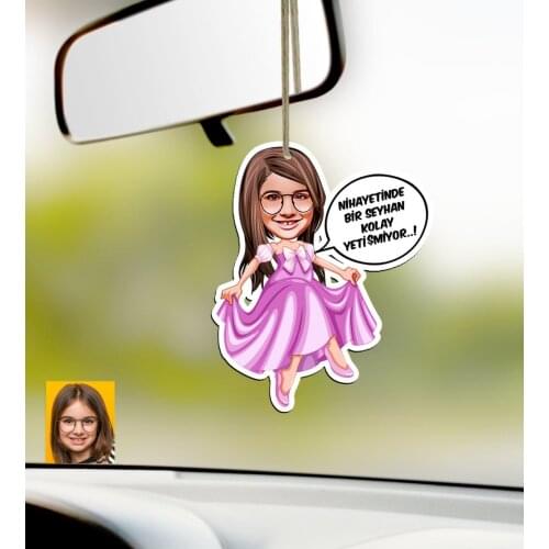 Personalized Female Child Easy Grow Caricature Of Wood Car Rearview Mirror Süsü-4