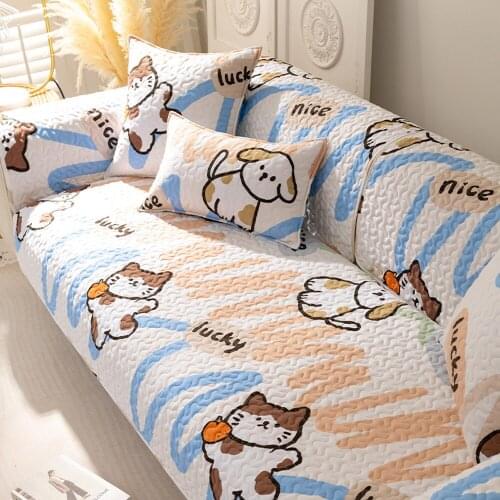 Nordic Simple Cotton Sofa Cover Seasons Universal Cute Cartoons Corner Sofa Mat Towel Slipcovers Cushion For Living Room