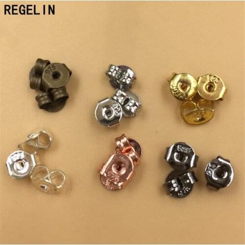 REGELIN Copper Butterfly Earrings Ear Back 200pcs/lot 4mm Fit Stud Earrings Clasp Earring Stopper DIY Ear Accessories