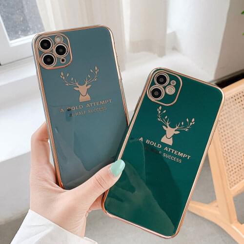 Luxury Plating Pattern For iphone 12 Mini 11 Pro Max Xs MAX XR X 8 7 6 plus SE Cases Electroplated elk Texture Phone Case Cover