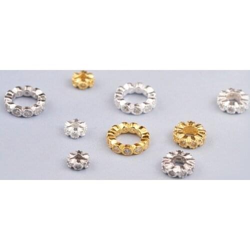 925 Sterling Silver DIY accessories micro inlaid zircon spacer gasket Pearl Crystal Bracelet beads material accessories