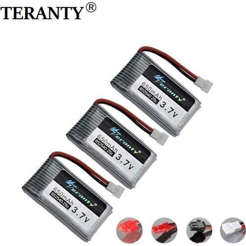 Teranty Power 3.7V 650mAh Li-po Battery For SYMA X5C X5C-1 X5 H5C X5SW 852540 3.7V Drone Rechargeable Lithium Battery 3Pcs/Sets