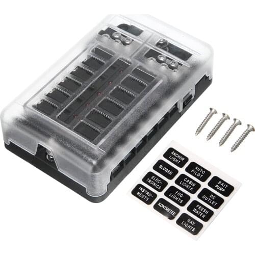 Universal Car Truck Vehicle 12 Way Fuse Box DC 32V 100A Circuit Automotive Blade Fuse Box Block Holder