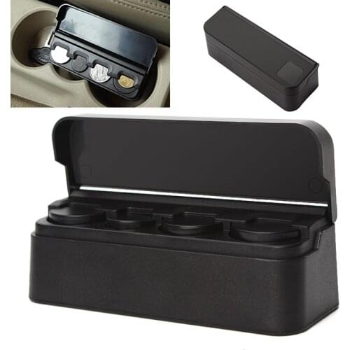 Universal Plastic Car Coin Holder Car Styling Black Coin Case Storage Box Holder Container Car Orginazer