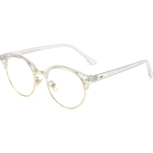 Veshion Half Frame Retro Round Glasses Optical Women Gold Transparent Glasses Frame for Men Unisex Clear Lens Gift Items