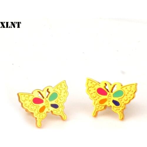 XLNT New Korean Elegant Cute Butterfly Stud Earrings For Women Girls Simeple Lovely Boucle D'oreille Gifts