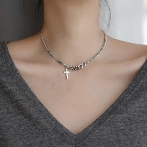 YUN RUO 2020 Fashion Sexy Cross Chain Choker Tassel Necklace Titanium Stainless Steel Jewelry Woman Man Hip-hop Accessory