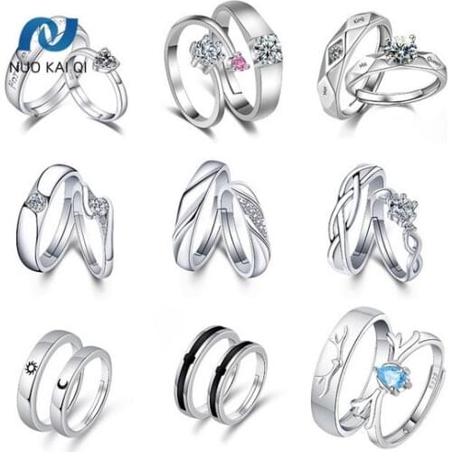 Jewelry Zircon open couple ring mens womens wholesale personality simple adjustable crystal silver ring