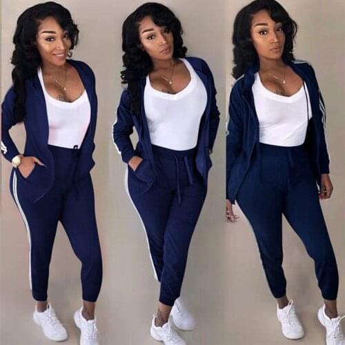Side Striped Tracksuit Women Two Piece Set Autumn Clothes Zipper Hooded Top and Pants Suits Casual Jogger Outfits Ensemble Femme