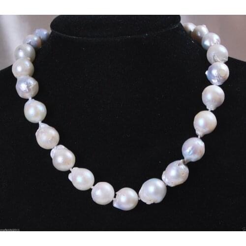 Real Natural South Baroque White Akoya Pearl Necklace 18" SHIPPING FREE