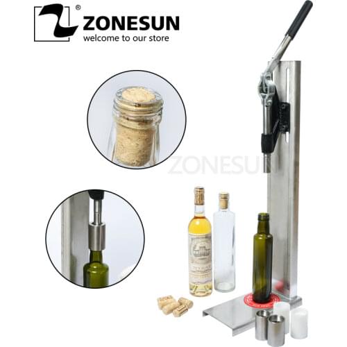 ZONESUN Manual Stainless Steel Corkers Wine Corking Machine Bar Capping Tool Brewed Wine Bottle Cork Press Inserting Machine