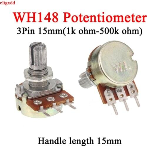 1x Stereo dual axis amplifier 3pin 15mm dual potentiometer, wh148 b2k b5k b10k b20k b50k b100k b500k 1k 2k 5k 10k 50k 100k 500k