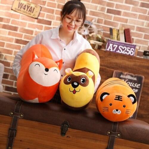 100cm Cute Plush Fox Toys Stuffed Animal Soft Pillow Toy Plush Raccoon Tiger Doll Cushion Gift for Kids Sofa Cushion Animal Toys