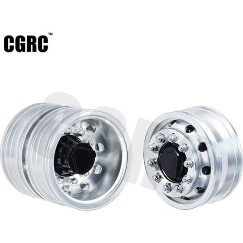 2PCS High Quality CNC Metal Alloy Front Rear Wheel Hub Rim For 1/14 Tamiya RC Car Tow Drag Trailer Truck Man Scania