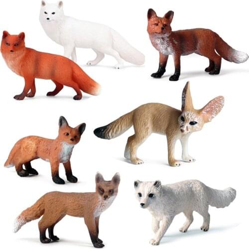 2020 DIY Simulation Wild Animal Toy Plastic Action PVC Model Fox Baby Figure Collection Doll Toy for children Kid Cognitive Gift