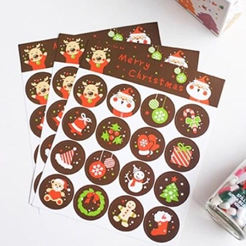 48pcs Merry Christmas Santa Claus Deer Decorative DIY Diary Sticker Scrapbooking Sticky Stationery School Supplies