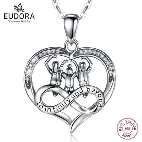 EUDORA 925 Sterling Three Sisters Forever Love Pendant Commemorates Friendship Clean CZ Necklace For Soul sister gifts