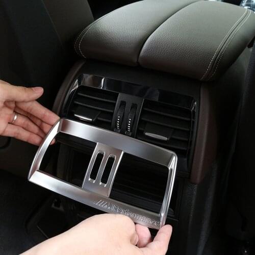 ABS Chrome Silver for BMW X5 X6 F15 F16 2014-2018 Car Center Armrest Rear Air Conditioning Vent Frame Trim Interior Accessories