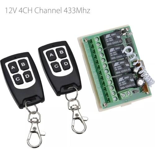 12V 4CH Channel 433Mhz Wireless Remote Control Switch With 2 Transmitter