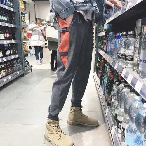 Spring New Corduroy Pants Men Fashion Retro Hit Color Stitching Casual Trousers Man Streetwear Hip Hop Loose Joggers Sweatpants