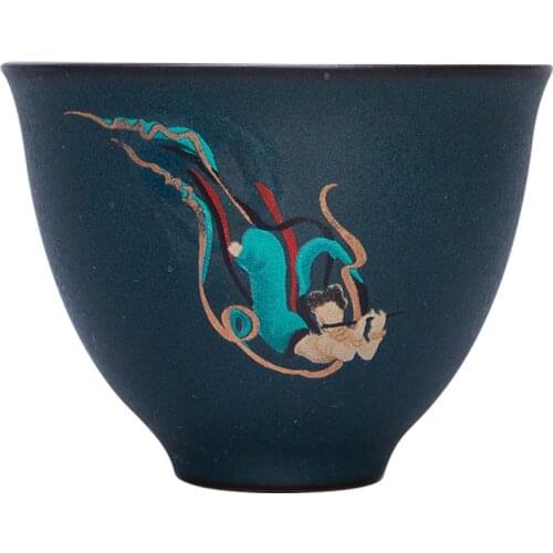 Dunhuang pattern kiln variable glaze Sancai lid bowl tea cup fair cup ceramic tea bowl painted Kungfu tea set