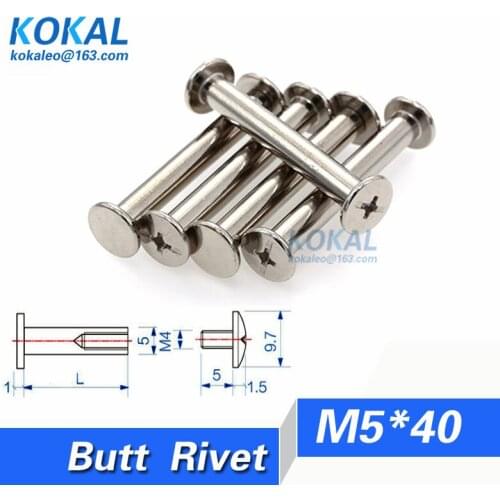 [DJ-M5*40]Free Shipping 20pcs 5*40 nickle sliver plated photo album binding blot screw butt joint rivets M5*40